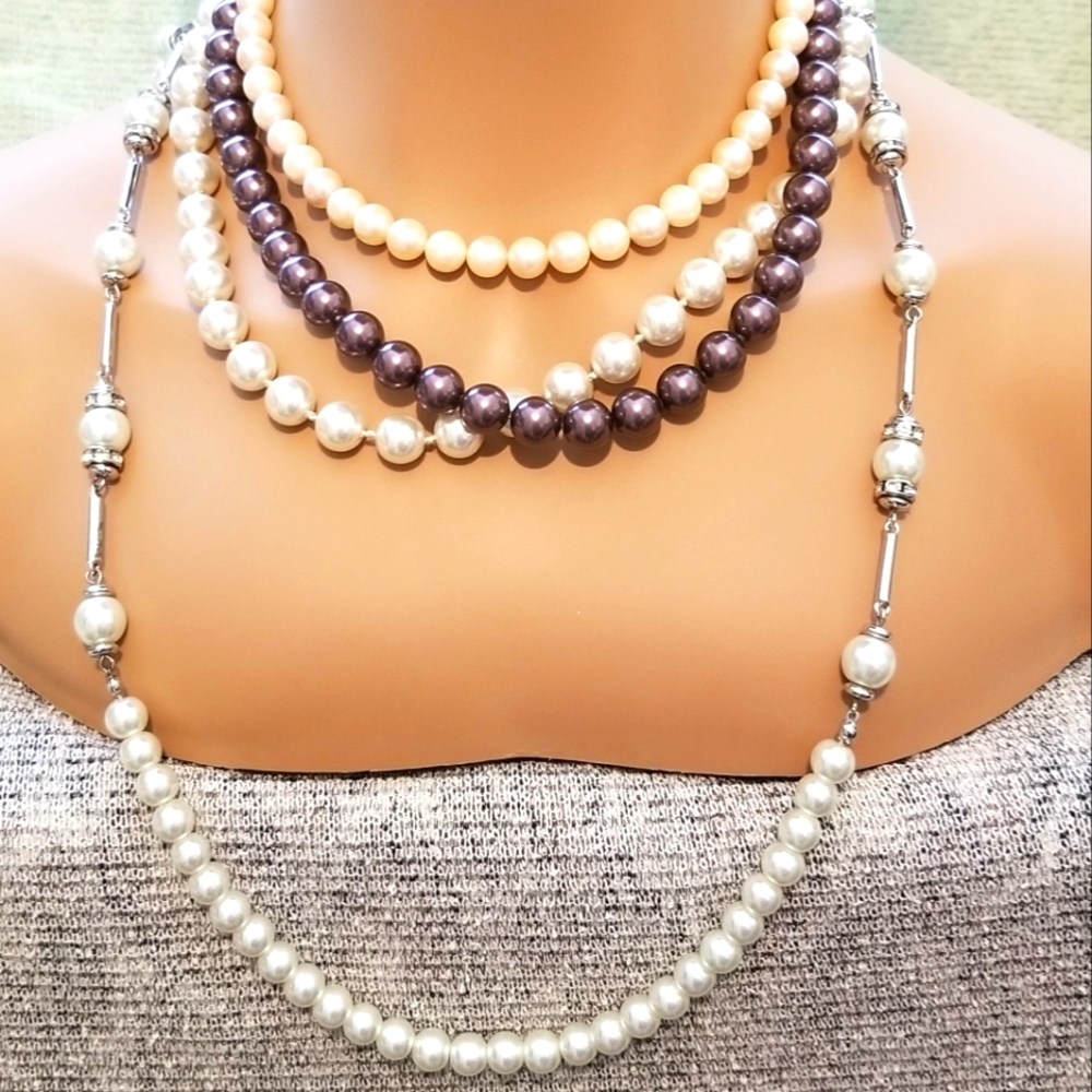 Glass Faux Pearl Necklaces, Lorren Bell, Banana Republic, GSilver